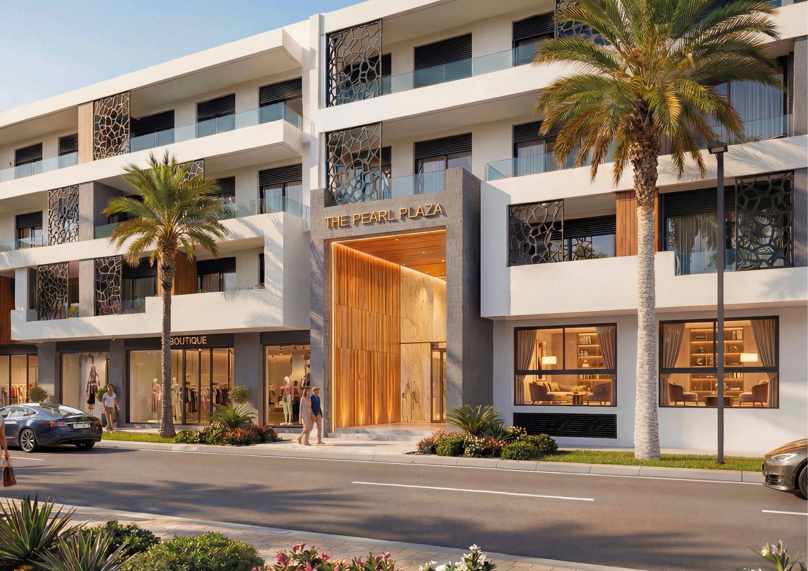 The Pearl Plaza — façade et commerces, Palladium Properties Agadir
