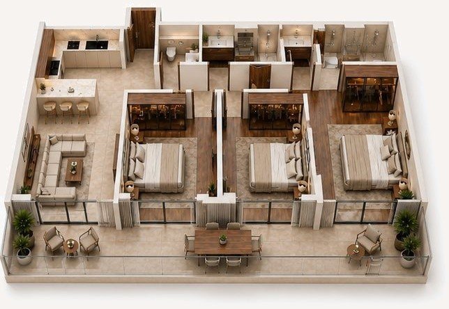 Plan F4 (3 Chambres) — THE PEARL PLAZA